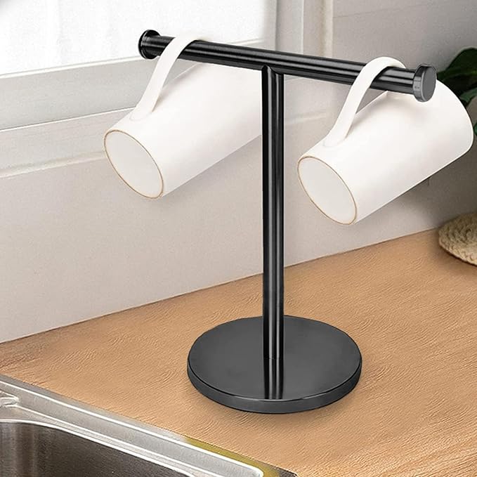 Hand Towel Holder,15 INCH T-Shape Hand Towel Holder Standing,Stainless Steel Hand Towel Rack for Bathroom Kitchen Countertop,Tower Bar for Kitchen Hand Towel Rack with Heavy Base,Black