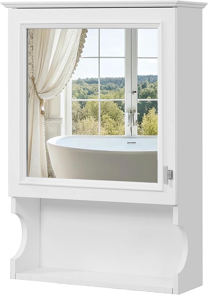 Bathroom Wall Cabinet with Mirror, Medicine Cabinet with Door and Adjustable Shelf, Space Saver Storage Cabinets Over The Toilet for Bathroom (20'' x 28'')