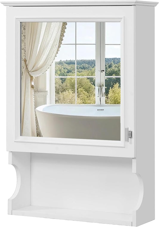 Bathroom Wall Cabinet with Mirror, Medicine Cabinet with Door and Adjustable Shelf, Space Saver Storage Cabinets Over The Toilet for Bathroom (20'' x 28'')