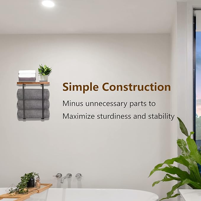Joben Oligey Towel Racks for Bathroom Wall Decor,Bathroom Shelves,Black Minimalist Design Storage Organizer for Large Towels, Small Towels, Hand Towels,Spa, Salon, RV