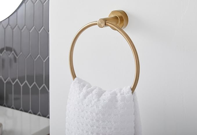 Gerber Parma Wall Mounted Towel Holder, Modern Style Round Towel Holder Ring for Bathroom (Brushed Bronze)