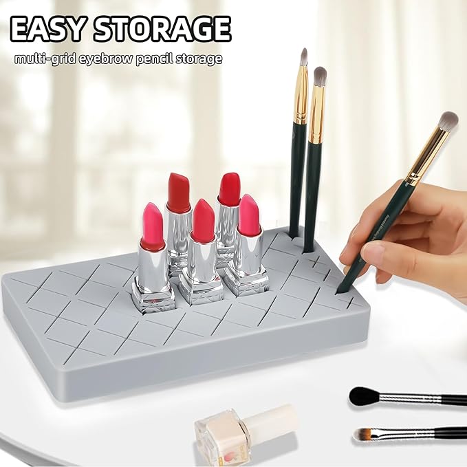 18 Grids Lipsticks Holder & lipstick organizer, 3pcs Lipstick & Makeup Brush Organizer Holder，Silicone Cosmetic Storage Box，skin care organizer & nail polish rack，lipstick holder and organizer