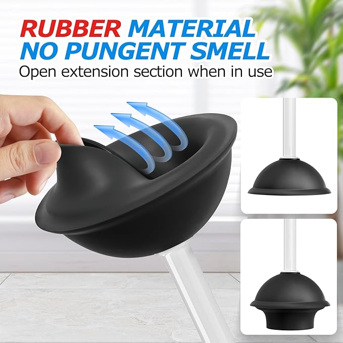 FORASTO 2 in 1 Toilet Brush and Plunger Set, Toilet Bowl Brush Plunger Set,Extended Handle Plunger,Bathroom Cleaning Tools,Toilet Brush Plunger Combo,Cleaning Brush???Pearl White???20.8inch???