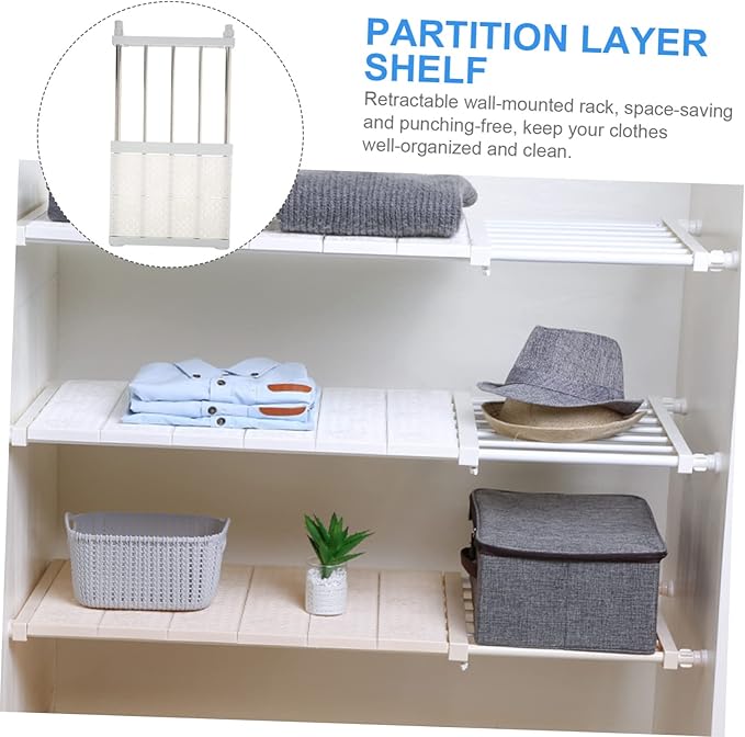 Bathroom Shelves Wardrobe Storage Rack Retractable Shelf Easy Install Wall Bracket Closet Storage