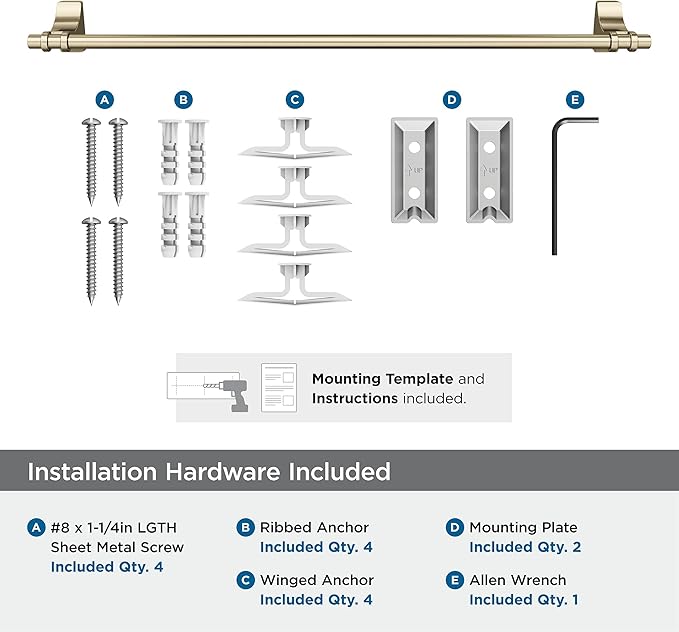 Amerock BH36054BBZ | Golden Champagne Towel Bar | 24 in (610 mm) Towel Rack | Davenport | Bathroom Towel Holder | Bathroom Hardware | Bath Accessories