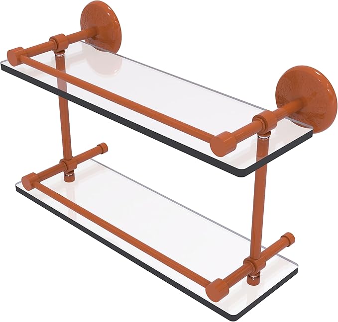 Allied Brass MC-2/16-GAL-ASP Monte Carlo 16 Inch Double Glass Shelf with Gallery Rail, Autumn Sparkle