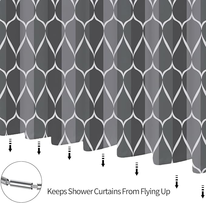 Gray Shower Curtain RV Shower Curtain Grey Modern Bathroom Shower Curtains Waterproof Fabric Machine Washable Shower Curtains 47 x 64 Inches