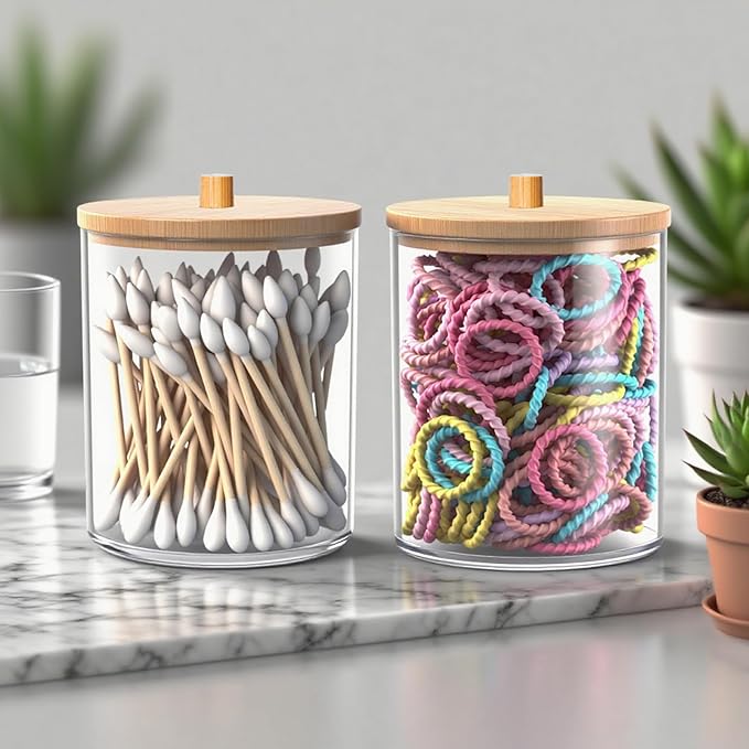 Pink Bathroom Accessories Set, 10 Pieces Bamboo Bathroom Set with Trash Can, Tray, Soap Dispenser, Soap Dish, Toothbrush Holder, Toothbrush Cup, Tissue Holder, Toilet Brush and Qtip Holders