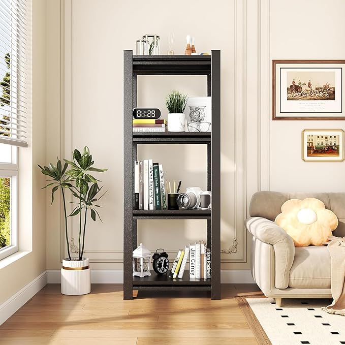 4-Tier Bathroom Storage Shelves, Adjustable Bathroom Organizers and Storage Stand, Heavy Duty Metal Shelving Unit , Classic Open Floor Utility Shelf for Laundry ,Kitchen,Living Room (12"D*14"W*44"H)