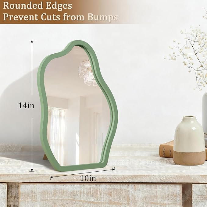 Makeup Desk Mirror with Wood Framed Portable Vanity Table Mirrors Free Standing High-Definition Countertop Makeup for Dresser Living Room Bedroom Office