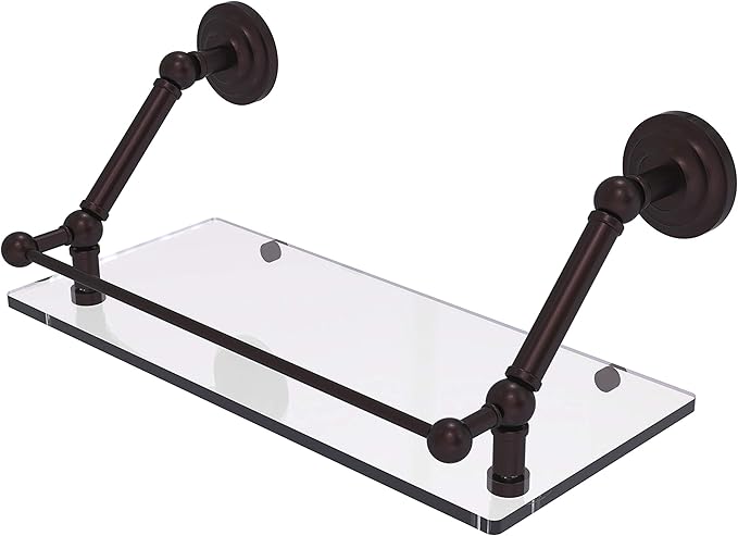 Allied Brass PQN-1-18-GAL Prestige Que New 18 Inch Floating Gallery Rail Glass Shelf, Antique Bronze