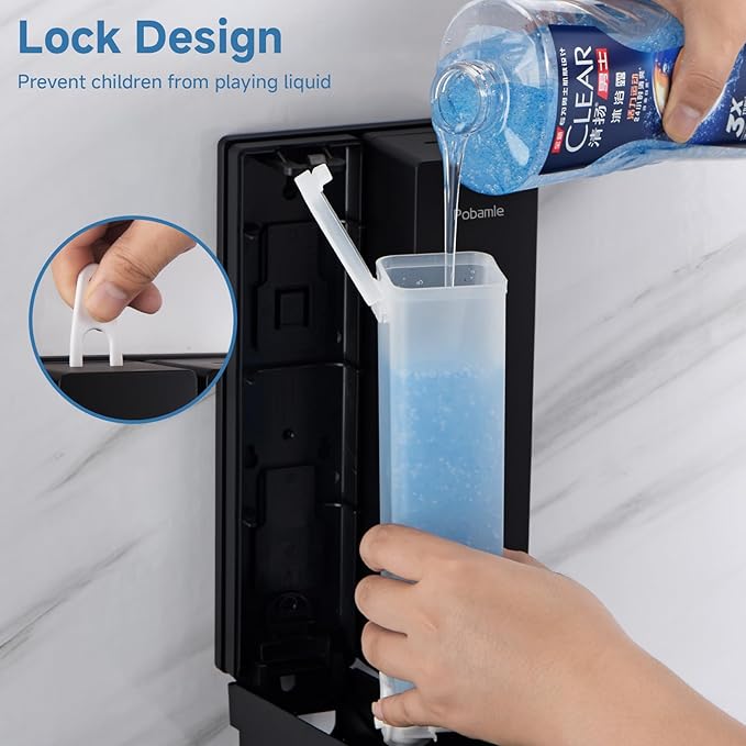 Shampoo Dispenser for Shower - Shower Soap Dispenser Wall Mounted No Drill - Shampoo Body Wash Dispenser 2 Chamber - Easy Install for Bathroom Hotel Black 800ml