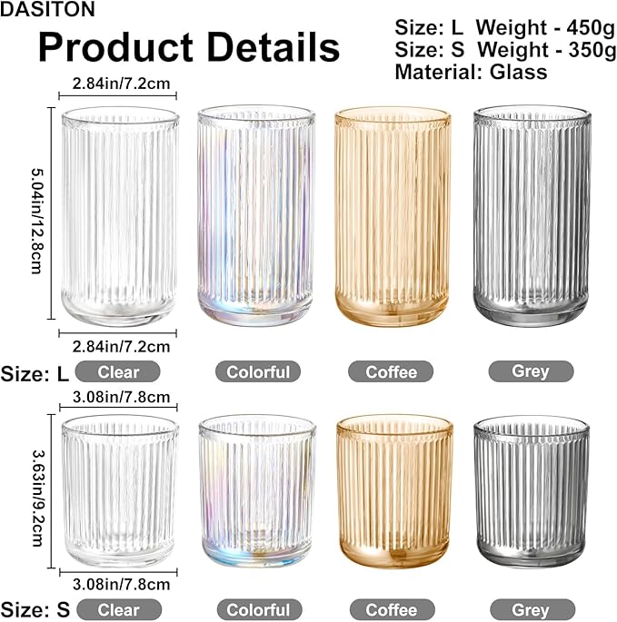 DASITON Makeup Brush Holder Organizer, Crystal Glass Makeup Brushes Storage Holder, Vintage Make Up Brush Cup for Vanity, Pen Pencil Holder for Desk, Toothbrush Holders for Bathroom (Clear S)