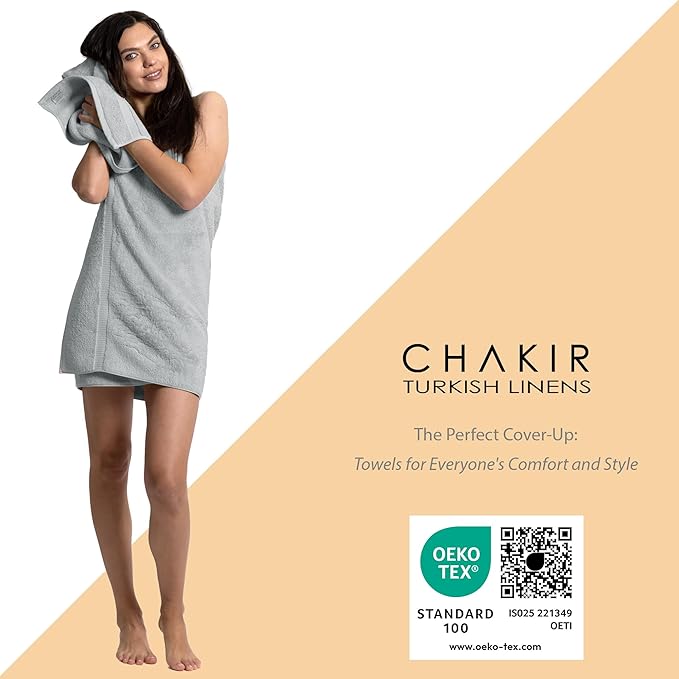 Chakir Turkish Linens | Hotel & Spa Quality 100% Cotton Premium Turkish Towels | Soft & Absorbent (4-Piece Bath Towels, Silver Gray)
