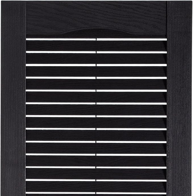 Exterior Solutions Standard Louver Exterior Vinyl Shutter, Black (Pair), 15 Inch x 43 Inch