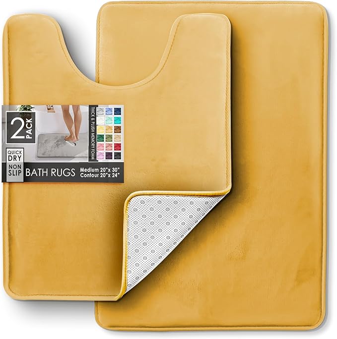 Clara Clark Bathroom Rugs, Velvet Memory Foam Bath Mat, Non-Slip Bath Rugs, Machine Wash, Dries Quickly, Ultra Soft Plush Bath Mats for Bathroom,