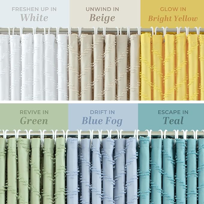 84inches Extra Long Yellow Shower Curtain Boho Farmhouse Shower Curtain 72 x 84 Tufted Chevron Textured Minimalist Shower Curtains for Bathroom