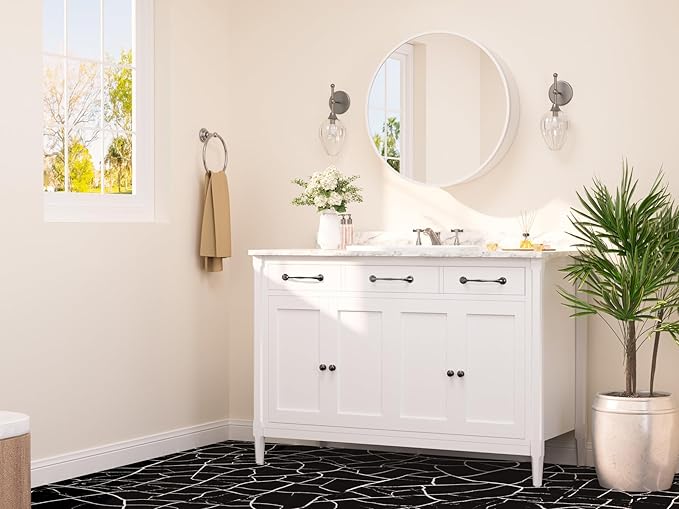TETOTE 20 x 20 Inch Medicine Cabinet Mirror White Framed Round Mirrored Medicine Cabinets for Bathroom Adjustable Shelves Modern Bathroom Mirror with Storage Wall Mounted