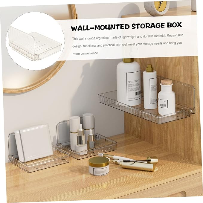 PRETYZOOM 4pcs Wall Mount Organizer Cosmetic Storage Shelf for Bathroom and Kitchen Easy Installation Floating Shelf for Wall for Organizing Sundries