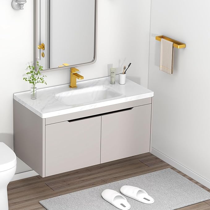 Angle Simple Bathroom Towel Holder, SUS 304 Stainless Steel Hand Towel Holder Rack, Shower Hanger Wall Mounted 11.73", Brushed Dark Gold
