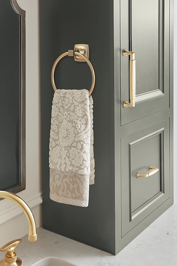 Amerock BH36092CZ | Champagne Bronze Towel Ring | 7-9/16 in (192 mm) Length Towel Holder | Stature | Hand Towel Holder for Bathroom Wall | Small Kitchen | Bath Accessories