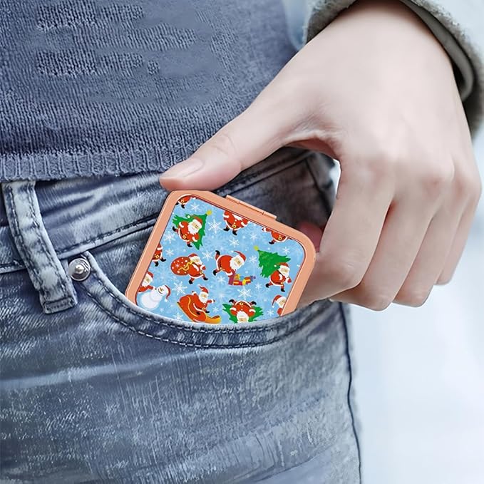 Pocket Mirror, 1X/2X Magnification Compact Travel Makeup Mirror for Purse, 2-Sided, Portable, Folding, Handheld, Small Mirror for Gift Christmas