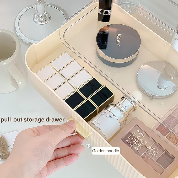 Makeup Organizer with 3 Stackable Drawers, Bathroom Vanity Organizers and Storage, Ideal for Desk and Dresser Countertops, Great for Cosmetics, skincare, Lipsticks, Nail Care