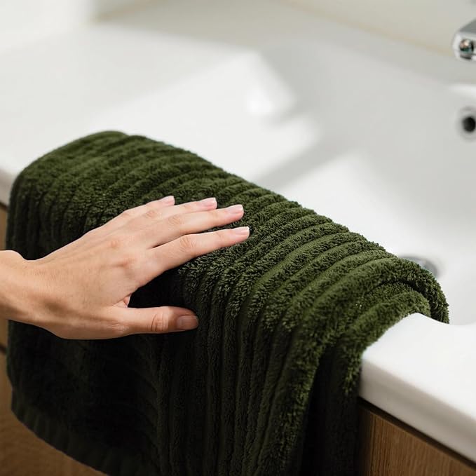 Extra Large Bath Towel Set of 6 (40"x80"),Oversized Bath Sheet Super Soft Highly Absorbent Microfibers Quick Dry Luxury Shower Towel for Bathroom Spa Gym Hotel Yoga (Olive Green, 6Piece)