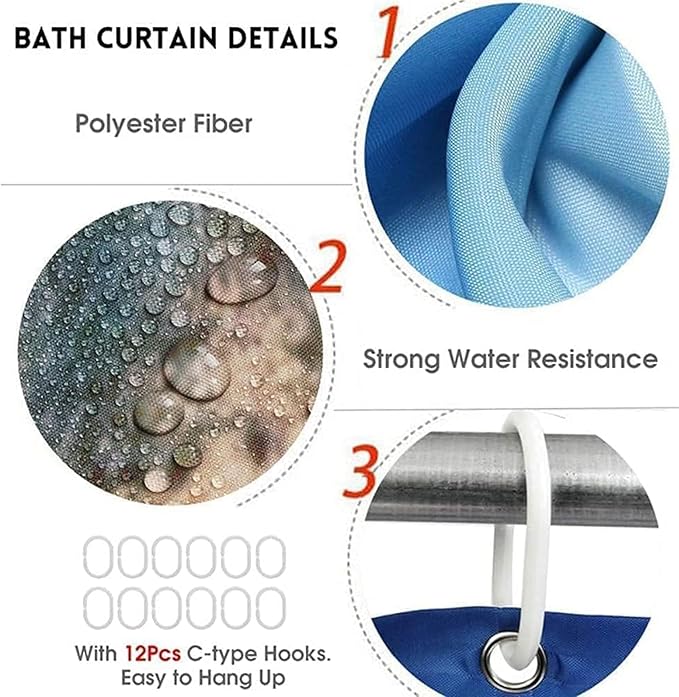 4 Pcs Easter Bunny Shower Curtain Sets with Non-Slip Rugs, Toilet Lid Cover and Non-Slip U Shape Bath Mat, Easter Bathroom Decor with 12 Hooks 71 x 71 Inches (Style A)