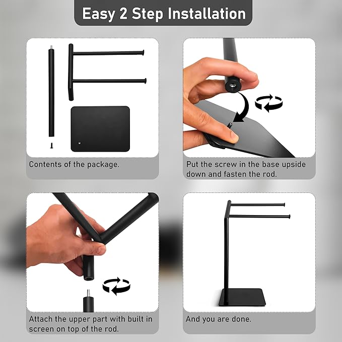 18" Premium Design Hand Towel Holder for Bathroom Towel Racks for Bathroom Freestanding Standing Towel Rack Bathroom Hand Towel Holder Countertop Towel Stand Toalleros para Baños Modernos