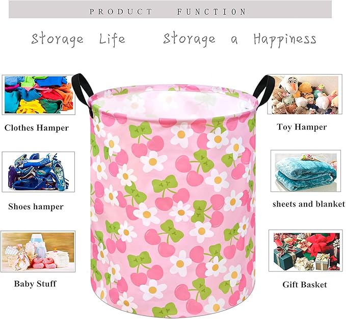 KUNRO Round Laundry Gift Basket Storage Hamper Clothes Storage Basket Organizer Bin with Handles for Nursery Room