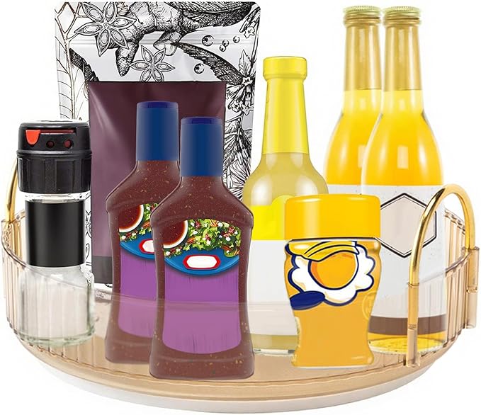 INVSSENE 360?? Rotating Makeup Organizer, Bathroom Make Up Spinning Holder Rack, Large Capacity Cosmetics Storage Vanity Shelf Countertop, Fits Cosmetics, Perfume, Skincare, Lipsticks(1 Tier, Yellow)