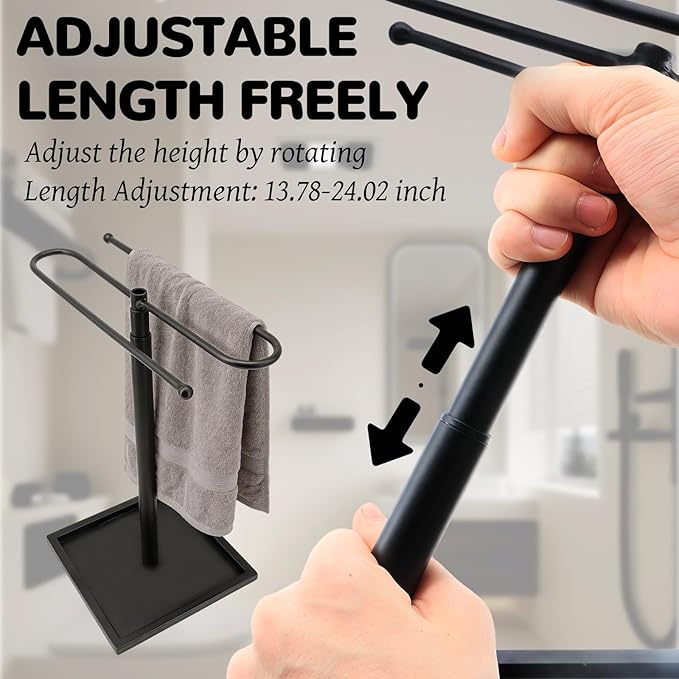 Adjustable Height Towel Holder Stand, S-Shape Hand Towel Holder for Bathroom, Countertop Hand Towel Stand with Bottom Storage, Bathroom Hand Towel Stand with Highly Stable