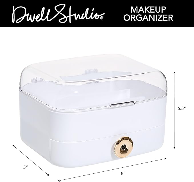 DwellStudio Dustproof Makeup Organizer for Cosmetics and Skincare - Stylish Storage Solution for Your Beauty Essentials