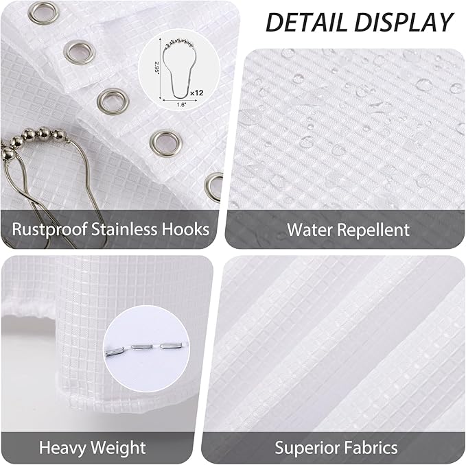 Bathroom Accessory Set - 25PC Bathroom Sets with Shower Curtain and Rugs, White Bathroom Set, Bathroom Accessories Set, Shower Curtain Sets with Rugs, Bathroom Trash Can & Soap Dispenser
