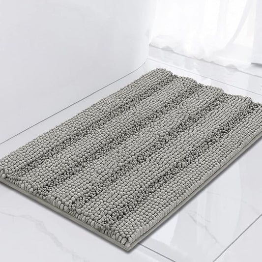 Turquoize Chenille Shaggy Non Slip Bath Mat for Bath - 17 x 24" Dove Bath Rug Extra Soft & Absorbent Area Rug, 17"x 24", Dove