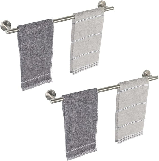 TocTen Bath Towel Bar - 2 Pack Thicken SUS304 Stainless Steel Towel Rack for Bathroom, Bathroom Hardware Accessories Towel Rod Heavy Duty Wall Mounted Towel Holder (24 Inch, Brushed Nickel)