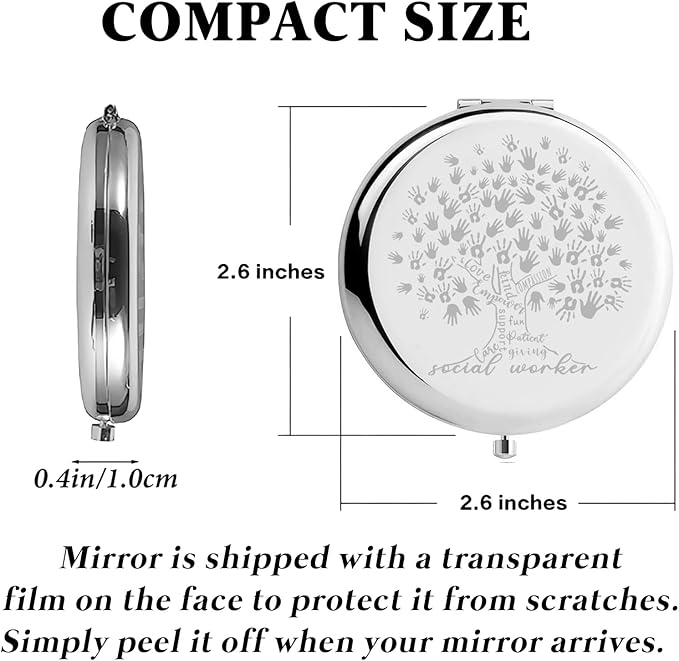 Social Worker Appreciation Gifts for Women, Social Work Month Volunteer Gift for BSW Compact Makeup Mirror