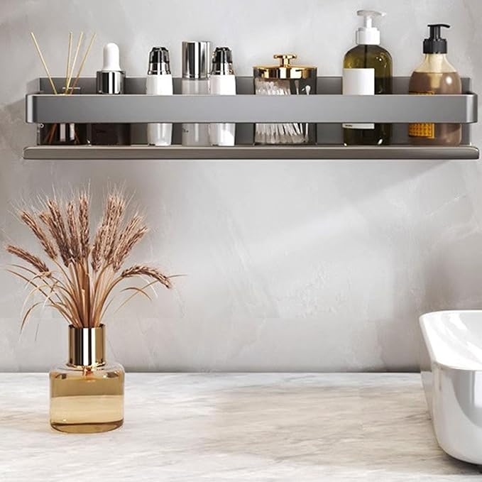 Bathroom Shelves Wall Mounted, Muti Purpose Floating Shelves Stainless Steel Wall Storage Shelves for Bedroom Living Room Bathroom Kitchen