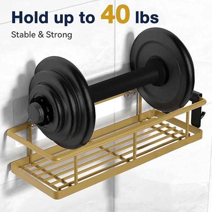 Package of 14, Replacement Hooks and Shelf Strips - No Drilling, Shower Organizer for Caddy, Basket and Rack Holders