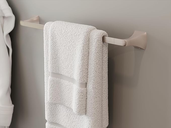 Pfister Bruxie Bath Towel Bar for Bathroom, 24-Inch, Wall-Mounted, Screw-in, Spot Defense Brushed Nickel Finish, BTBBIE2GS