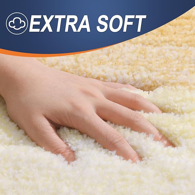 OLANLY Bathroom Rugs Mat 54x24, Extra Soft Absorbent Microfiber Bath Rug, Rubber Backing, Quick Dry, Machine Washable Bath Mats for Bathroom Floor, Tub and Shower, Home Decor Accessories, Light Yellow