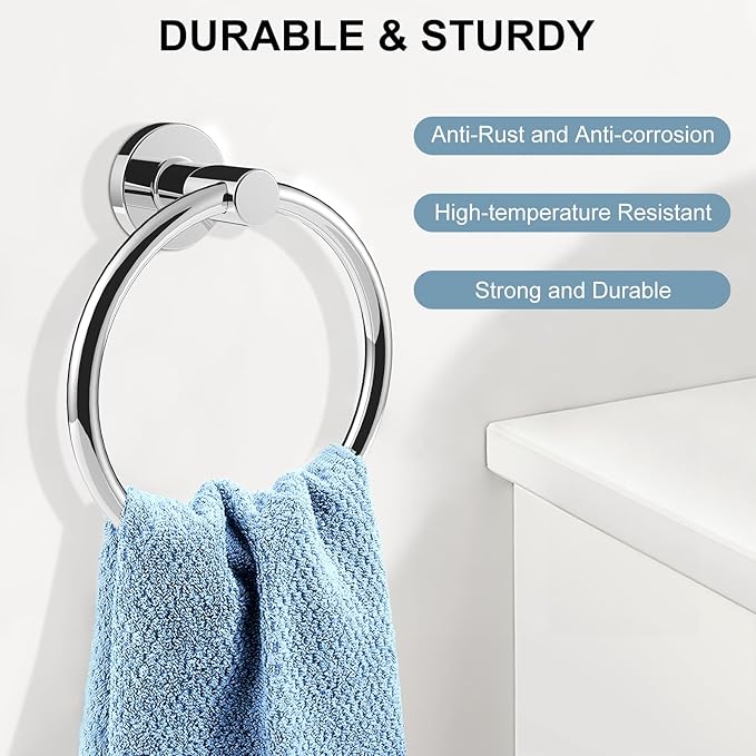 SetSail Towel Holder for Bathroom Wall Stainless Steel Hand Towel Ring Heavy Duty Towel Hanger for Bathroom, ?€?Mirror Silver