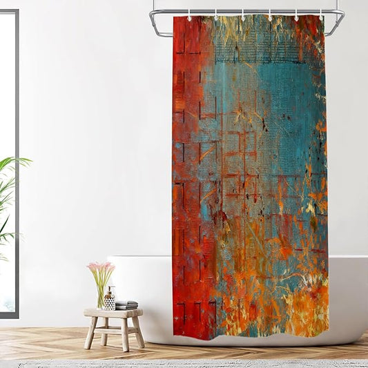 Shrahala Abstract Grunge Color Decorative Shower Curtain, Solid Colored Pink Bathroom Décor Polyester Fiber Waterproof with Plastic Rings for Shower Stall Bathtubs 72 X 36 in