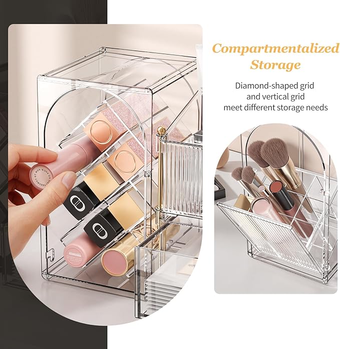 Modular Makeup Organizer, Clear Acrylic Cosmetic Storage Box with Drawer, Vanity Countertop Organizer for Makeup, Skincare and Beauty Accessories – Multiple Styles