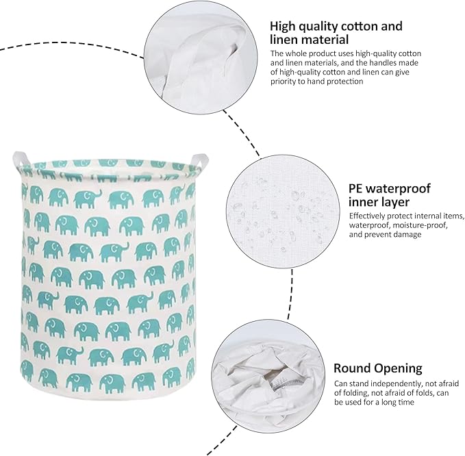 Collapsible Laundry Basket in Bedroom Waterproof Laundry Hamper in Bathroom Large Laundry Bag in College Dormitory Cloakroom Livingroom Nursery Organizer Toy Bin