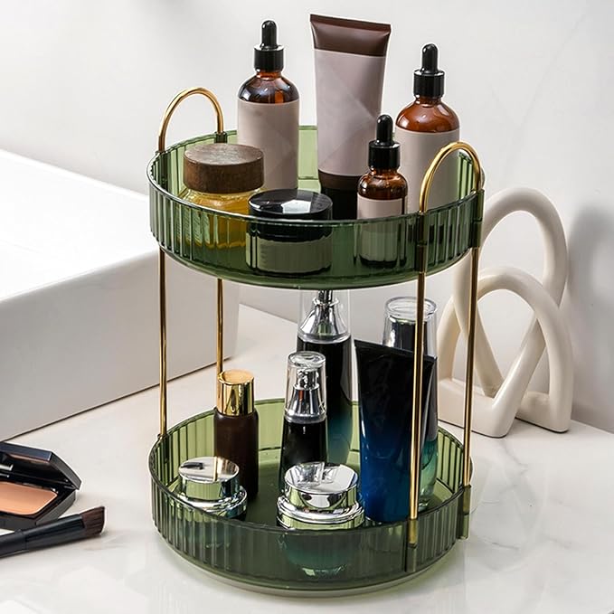 360° Rotating Makeup Organizer, Makeup Storage Shelf, Bathroom Makeup Carousel Spinning Holder Rack, High-Capacity Multi-layered Stable Base Good Load-bearing Raised Desktop Makeup Storage Holder