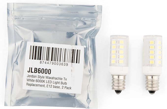 JERDON LED Replacement Light Bulb for Makeup Mirrors - 6000K (2 Pack) - LED Bulbs for Mirrors - White Lightbulbs
