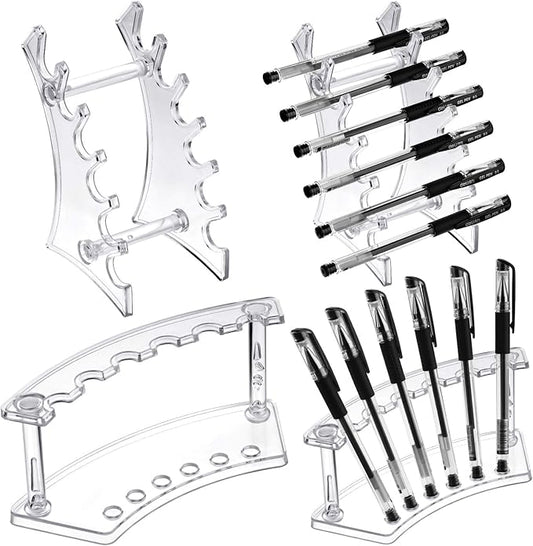 Teling 4 Pieces Pen Display Stand Acrylic pen Holder Clear Pen Stand Rack Organizer Nail Brush Holder Stand for Make Up Brush