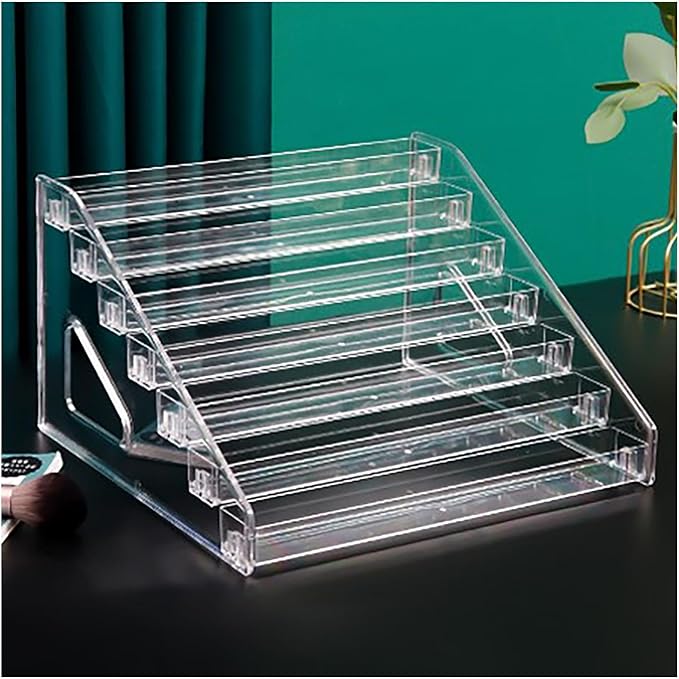 7 Tiers Acrylic Nail Polish Organizer Rack,Paint Rack Gel Nail Polish Shelf Display,Essential Oils Holder Makeup Organizer,Cosmetic Eyeglasses Lash Display ﻿